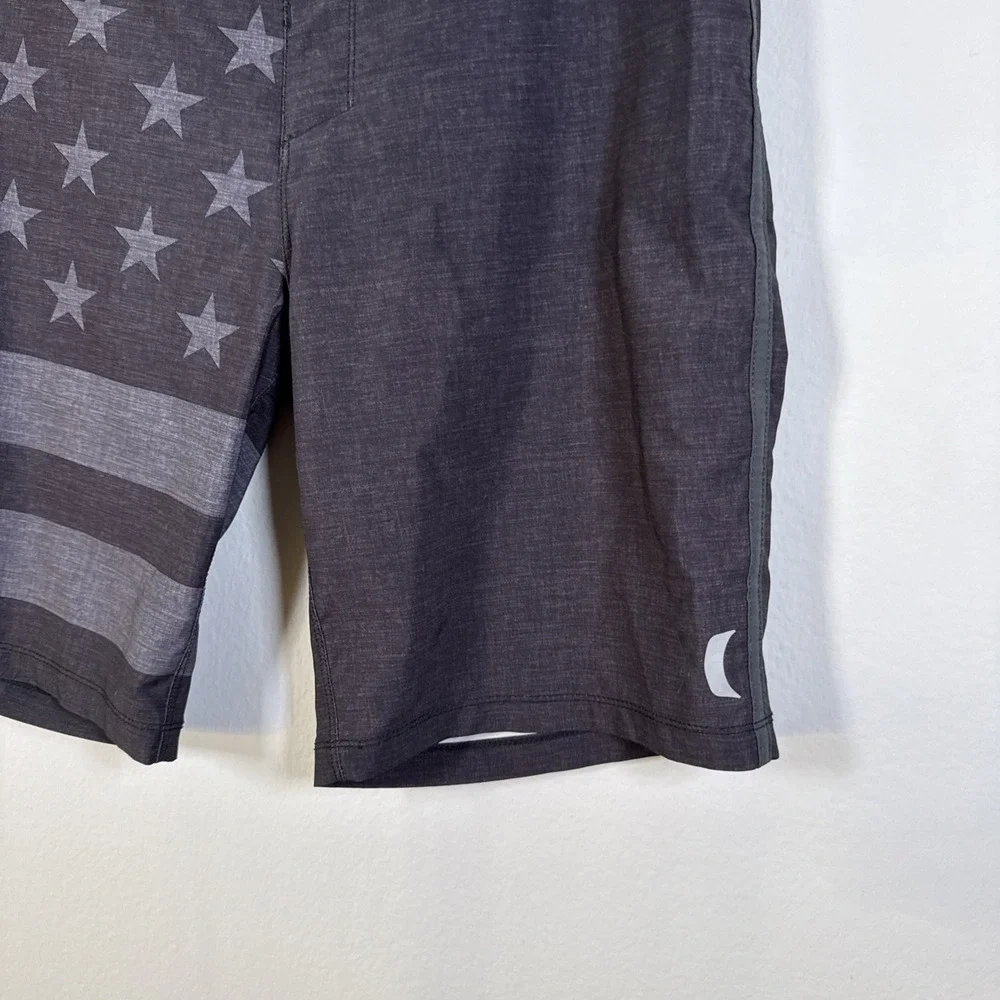 HURLEY BOARDSHORTS MENS 31 GRAY USA STARS‎ & STRIPES